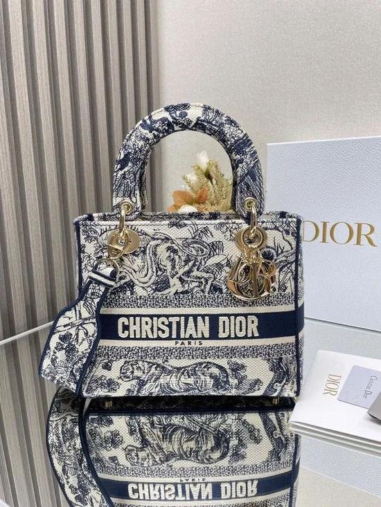 Dior Blue & Ivory Toile Christian Dior Lady Tote - Picture 1 of 4